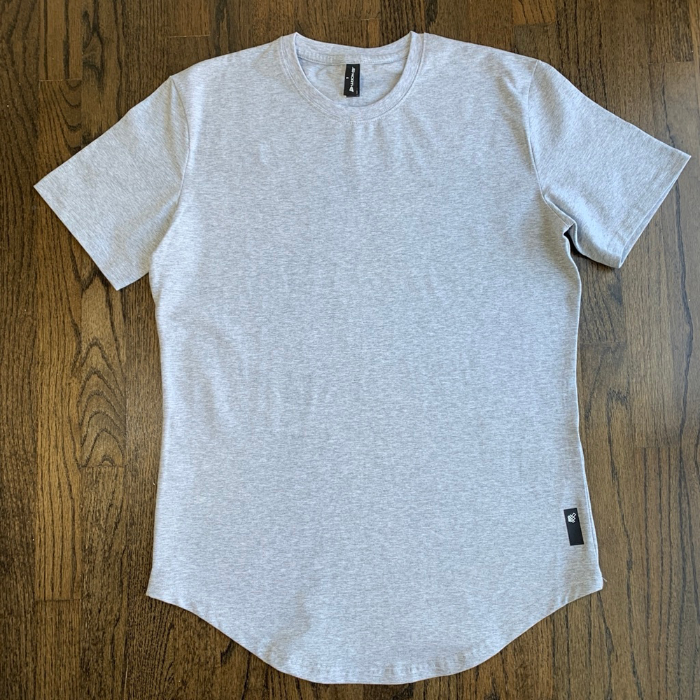 Jed North Men's Fitted Crew Neck Curved Hem T-Shirt Gray Cotton Blend Gym Small